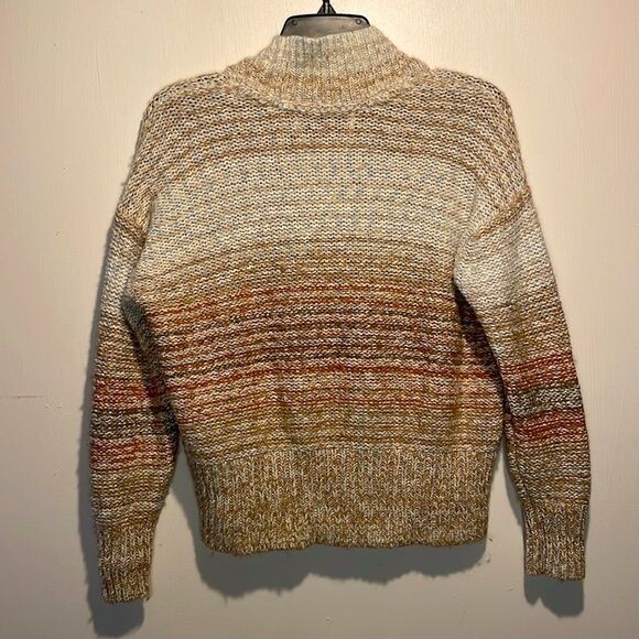 Pilcro- Anthropologie “Joyce” Neutral Striped V Neck Chunky Crop Sweater- Size S - Picture 4 of 10